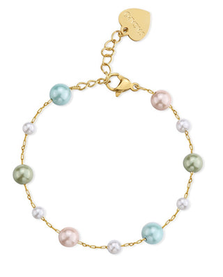 S'Agapõ Bracciale Giocoso Placcato Oro Con Perle Colorate Wisdom Swi18