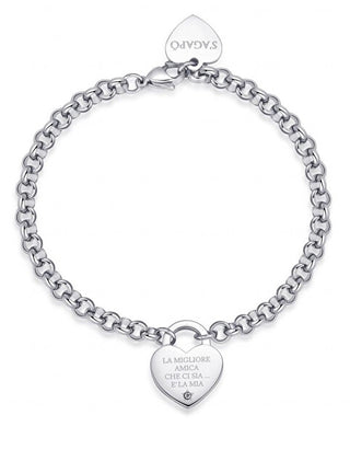 S'Agapõ Bellissimo Braccialetto Dell'Amicizia In Acciaio Con Cuore Be My Always Sbm80