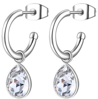 S'Agapõ Orecchini Rotondi Con Cristalli Trasparenti 2In1 Lucky Light Skt21