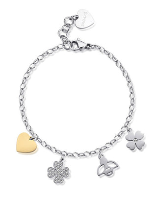 S'Agapõ Bracciale Bicolore Senza Tempo Con Ciondoli Happy Shar25
