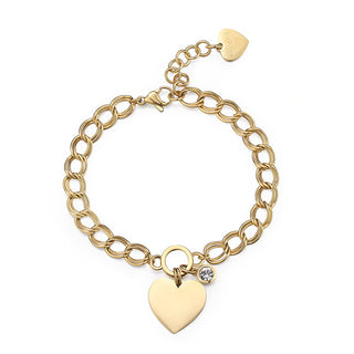 S'Agapõ Imperdible Pulsera de Corazón Chapada en Oro My Love Syl22 