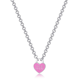 S'agapõ Delicate steel Collana with a heart Good Luck Be My Always SBM84