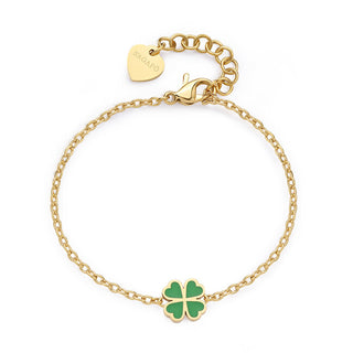 S'Agapõ Delicato Bracciale Placcato Oro Con Quadrifoglio Click Sck261