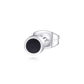 S'Agapõ Boucle d’oreille simple en acier avec centre noir Ripple Srp39 