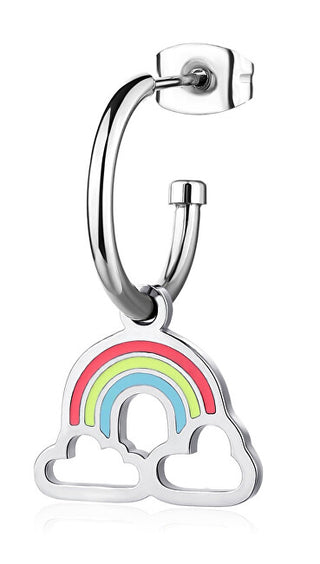 S'Agapõ Orecchino Singolo In Acciaio Con Sorriso Arcobaleno Ssm021