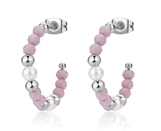 S'agapõ Steel hoop Orecchini with Glint beads SGI24