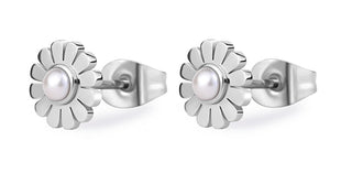 S'agapõ Steel Orecchini Flowers with pearls Message SSG34