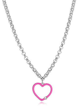 S'Agapõ Collana Da Donna In Acciaio Con Cuore Fucsia Vibes Svb08