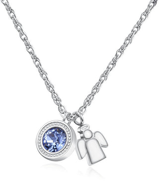 S'Agapõ Collana In Acciaio Con Cristallo E Angelo Lucky Light Skt03