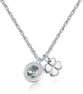 S'Agapõ Collana In Acciaio Con Cristallo E Quadrifoglio Lucky Light Skt02