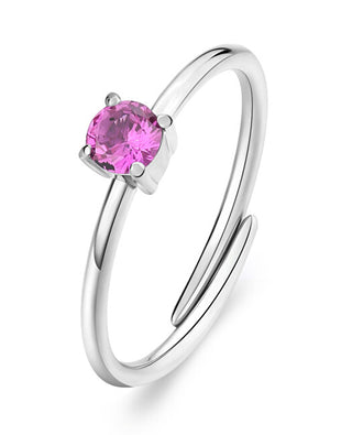 S'Agapõ Anello In Acciaio Con Zirconi Cubici Fucsia Dazzly Sdz32