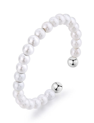S'agapõ Wisdom SWI33 steel open Anello with pearls