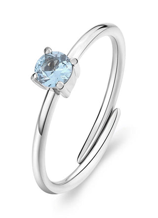 S'Agapõ Anello In Acciaio Con Zirconi Cubici Azzurri Dazzly Sdz35