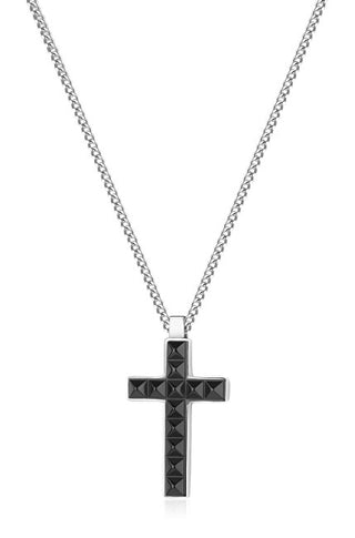 S'Agapõ Men's Necklace in Steel Cross Current Spd06 