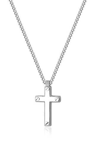S'Agapõ Men's Steel Necklace with Cross Current Spd08 