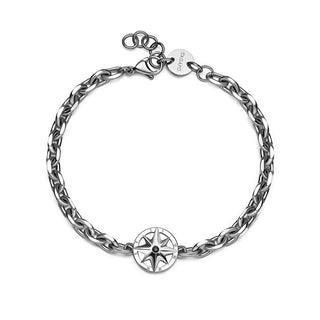S'Agapõ Bracciale Da Uomo In Acciaio Compass Con Zircone Nautika Snk17