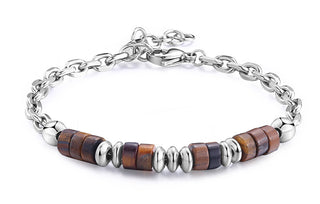 S'Agapõ Bracciale In Acciaio Con Occhio Di Tigre Riot Srt32 Per Uomo