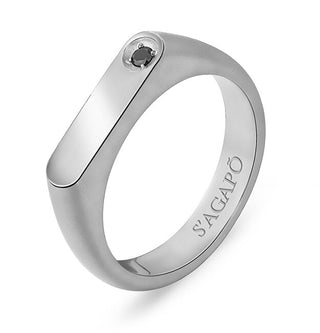 S'Agapõ Anello Da Uomo In Acciaio Con Zircone Nero Tag Me Too Stg33 - Circuito: 65 Mm