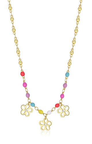 S'Agapõ Collana Con Ciondolo A Forma Di Fiore Con Perline Placcato Oro Vibes Svb20