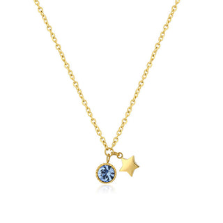 S'Agapõ Collana Con Stella Di Cristallo Placcata Oro Lucky Light Skt24