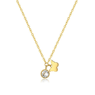S'Agapõ Collana Placcata Oro Con Farfalla In Cristallo Lucky Light Skt26