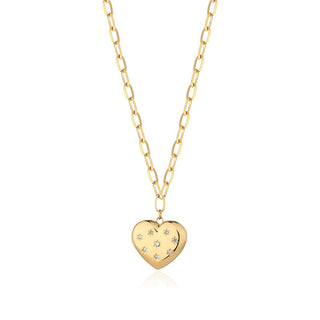 S'Agapõ Collana A Forma Di Cuore Placcata In Oro Con Cristalli Stellari Sse08