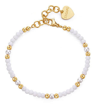 S'Agapõ Bracciale Con Perline Placcate Oro E Perle Artificiali Glint Sgi20