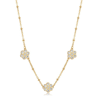 S'Agapõ Collier en acier plaqué or avec fleurs Aurora Sar43 
