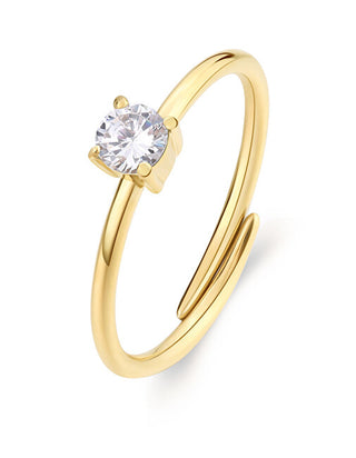 S'Agapõ Bague plaquée or avec zircones cubiques Dazzly Sdz37 