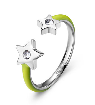 S'Agapõ Anillo de acero con esmalte amarillo Stars Vibes Svb69 