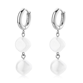 S'agapõ Wisdom SWI47 steel dangling Orecchini with faux pearls