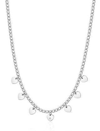 S'Agapõ Affascinante Collana In Acciaio Con Cuori Messaggio Ssg01
