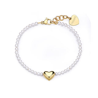 S'Agapõ Bracciale Romantico Placcato Oro Con Perle Stellar Sse42
