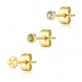 S'Agapõ Ensemble de trois boucles d’oreilles Lucky Click Sck168 plaquées or 