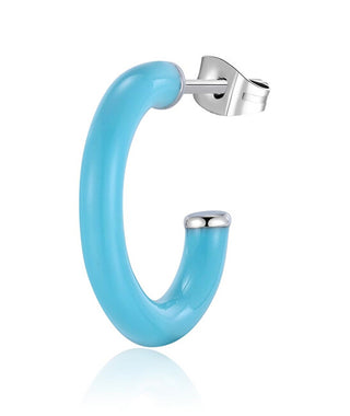 S'Agapõ Orecchino Singolo Rotondo Con Smalto Azzurro Vibes Svb45