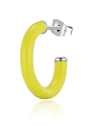 S'Agapõ Boucle d’oreille simple ronde avec émail jaune Vibes Svb44 