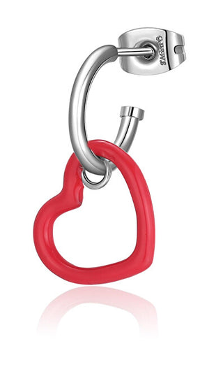 S'Agapõ Orecchino Singolo In Acciaio Con Cuore Rosso 2In1 Vibes Svb29