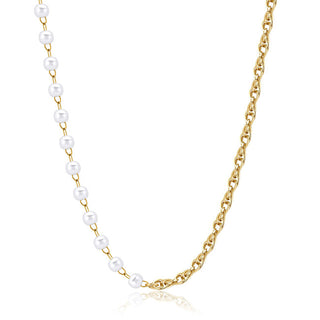 S'Agapõ Splendida Collana Di Perle Grosse Placcate In Oro Shk64