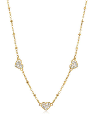 S'agapõ Aurora SAR39 Sparkling Hearts Gold Plated Love Collana