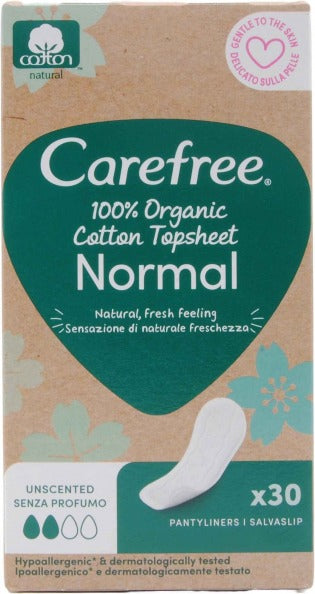 Carefree Salvaslip 100% Organic Cotton Normal Distesi, 30 Pezzi