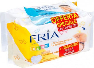Fria Salviettine Baby Umidificate 2x72 + Omaggio 10 Salviette Struccanti Mamma