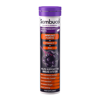 Sambucol Immuno Forte+ Sambuco nero Vitamina C e Zinco Supporto del sistema immunitario Compresse effervescenti 15 pezzi