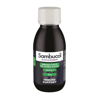 Sambucol Immuno Forte Senza Zucchero Sambuco Nero Vitamina C e Zinco Supporta il Sistema Immunitario Sciroppo 120 ml