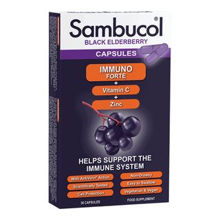 Sambucol Immuno Forte+ Vitamina C + Zinco Capsule per il supporto del sistema immunitario 30 capsule