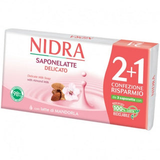 Nidra Saponete de Leite Delicado com Leite de Amêndoa 2 em 1 Peças 90 g. 