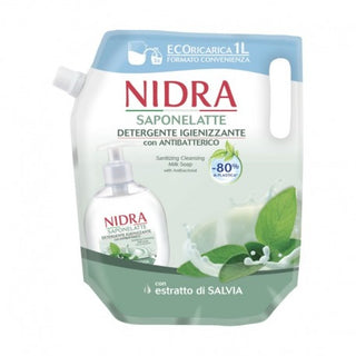 Nidra Saponelatte Líquido Detergente Higienizante Com Antibacteriano Com Extrato De Sálvia Saqueta 1 Lt 