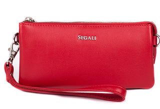 Segali Bolso bandolera de piel para mujer color rojo 