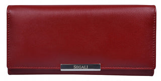Segali Cartera de piel para mujer color cervena 
