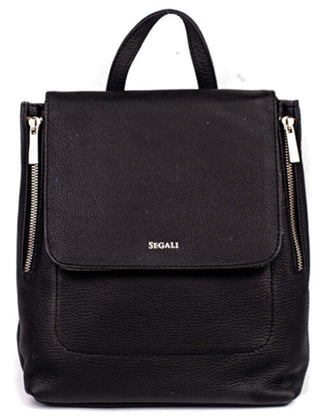 Segali Mochila de piel para mujer negra 9027 