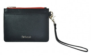 Segali Mini Cartera-Llavero de Piel color negro 
